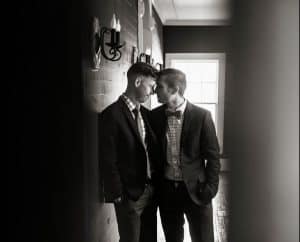 JB Haygood Grooms getting close- black and white image