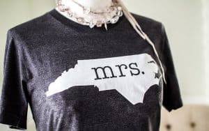 Forever Bridal North Carolina "Mrs." t-shirt, NC tee, wedding party shirts, bride shirt, mrs shirt