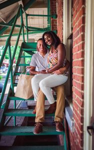 Engaged couple planning wedding in Downtown Raleigh, NC