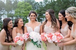 Bride with her bridesmaids- wedding bouquets- rose gold bridesmaid dresses-bridal party- KStar's Photography-Forever Bridal Wedding Shows