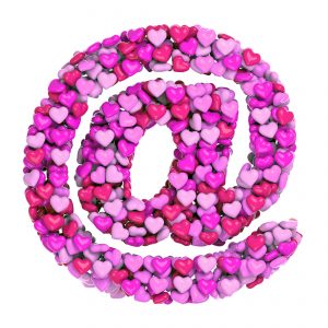 Valentine email sign - 3d pink hearts symbol - Love, passion or wedding concept