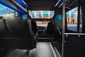 Triangle Corporate Coach GM 40 Black Front of Bus Interior