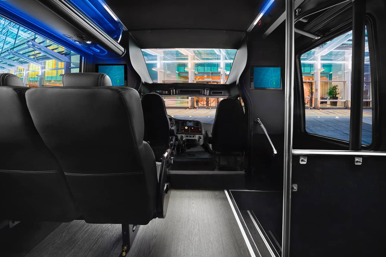 Triangle Corporate Coach GM 40 Black Front of Bus Interior - Forever and  Company