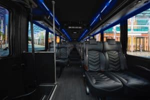 Triangle Corporate Coach GM 40 Back of large Bus interior features