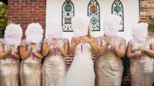 Bridal party with cotton candy