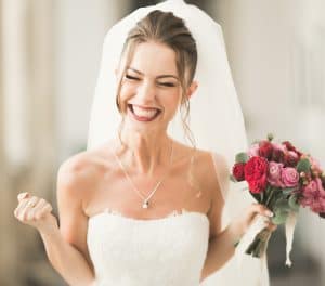 Bride with an excited look