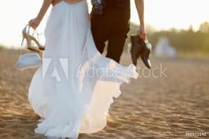 bride walks on sand preview
