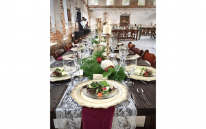 Visions Catering Winter color scheme themed table settings and décor