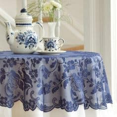 Blue and white tablecloth with tea set - Pantone Color of the Year - Classic Blue - Forever Bridal Wedding Shows