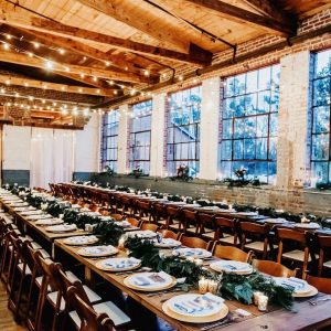 Forest Hall at Chatham Mills - Reception featuring farm tables - Morgan Caddell Photography - Forever Bridal Wedding ShowsForest Hall at Chatham Mills - Reception featuring farm tables - Morgan Caddell Photography - Forever Bridal Wedding Shows
