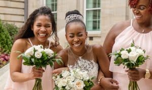Michelle Gunton's Bride laughing with her bridal party