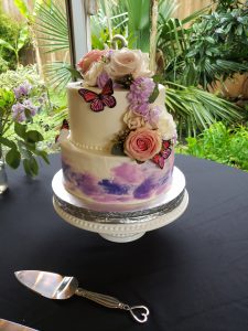 3 Tier Wedding Cake with Flowers and Butterflies by Edible Art Raleigh