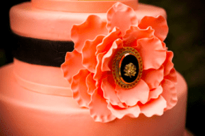 Wedding cake decoration close-up of Edible Art gumpaste flower