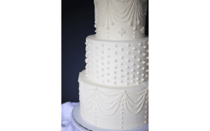 Banko Bake textured, elegant white cake with 3 tiers